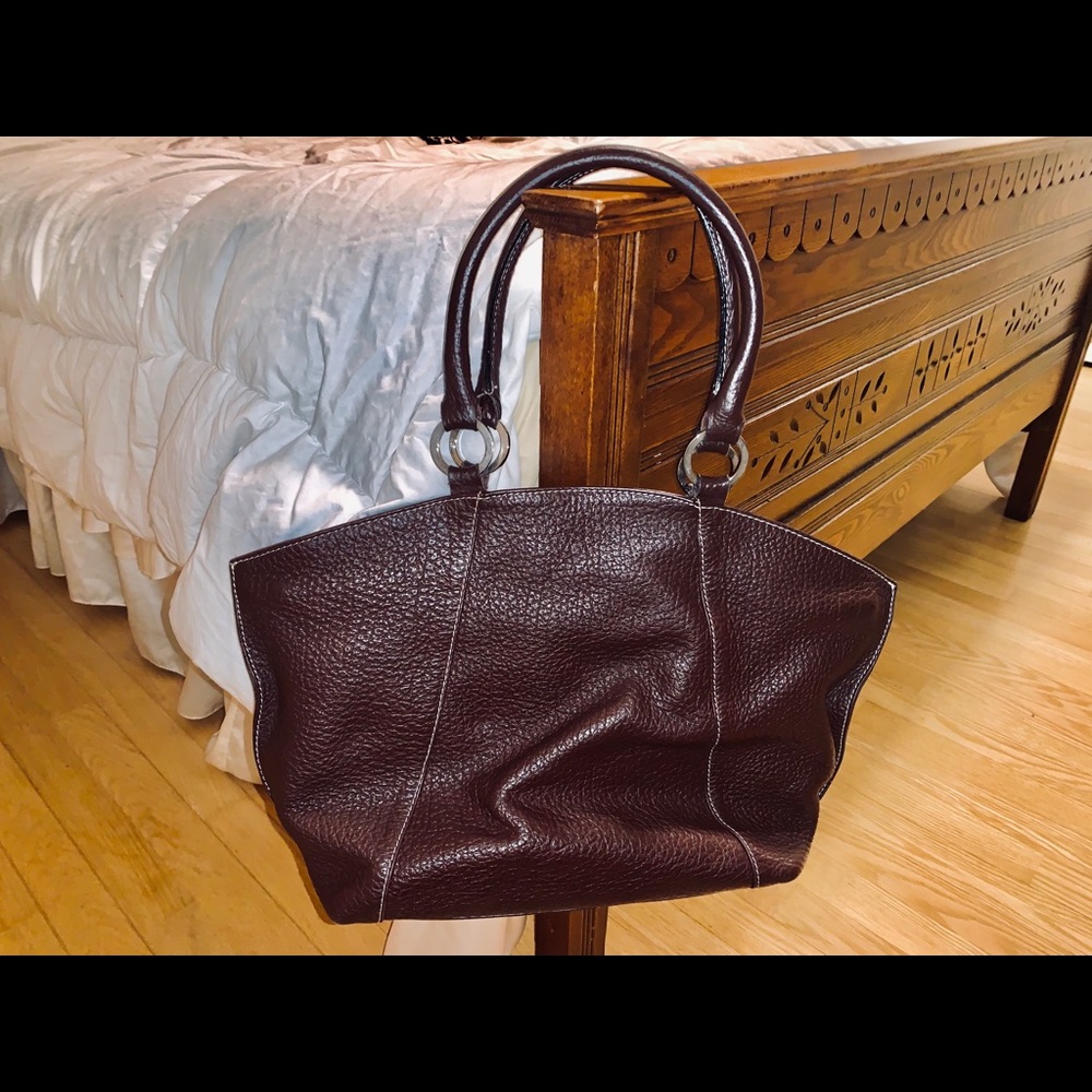 Soft brown leather tote bag - purse
